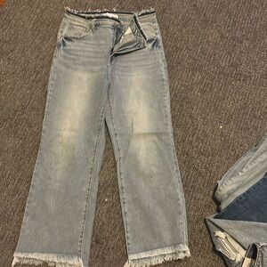 Risen wide leg frayed waist non distressed crop